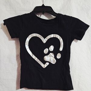 Black Heart Paw Print Kids Tee
